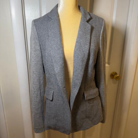 Peserico Single-Breasted Wool Silk Cashmere Blend Knit Sleeve Blazer Grey 44IT - Picture 6 of 12